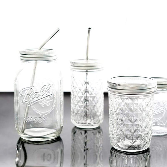 Diamond Glass Bottle with Straw