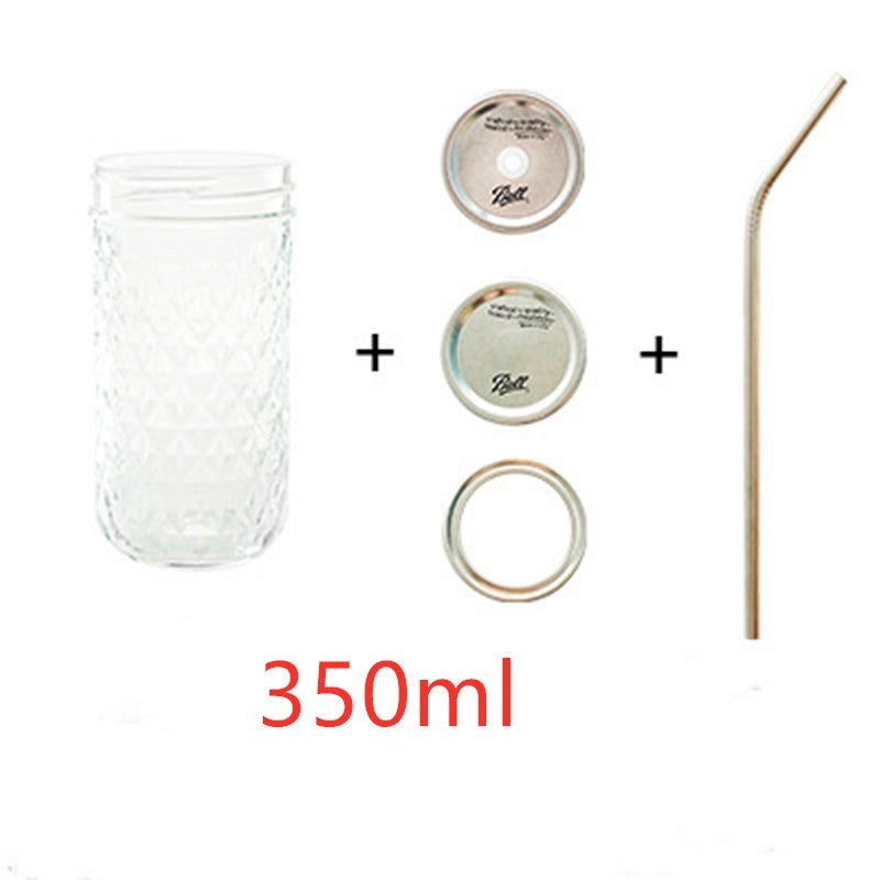 Diamond Glass Bottle with Straw